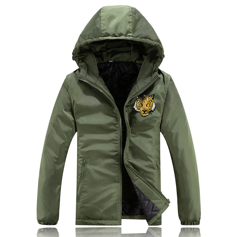 Мужские зимние куртки новинка 2017 Весенняя Черная куртка-бомбер с вышивкой