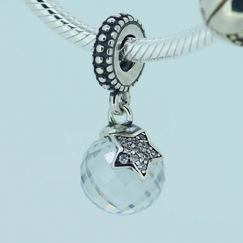 

Подвеска из серебра 100% пробы для браслета Pandora, серебряный шарм с полуночной Луной и звездами, 925