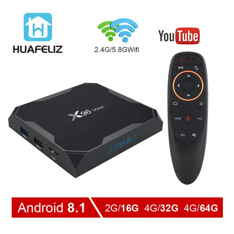 X96Max Смарт ТВ коробка Android 8 1 BOX Amlogic S905X2 4 ядра 4GB32GB Гб 64 2 г & Wi Fi 5 ГГц BT 1000M 4K