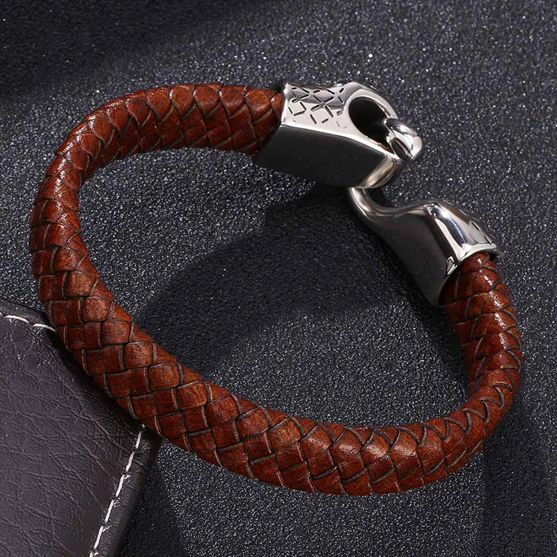 Мода украшения для Для мужчин плетеный кожаный браслет мужской змея Форма