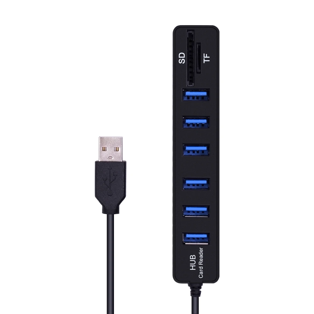 Usb-хаб комбо 6 портов 2,0 микро кард-ридер SD/TF высокоскоростной Мульти USB разветвитель хаб комбо все в одном для ПК Компьютерные аксессуары
