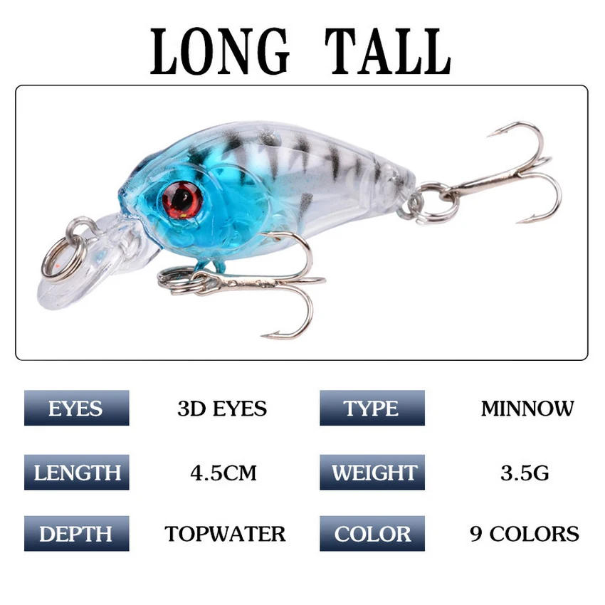 45mm 4.1g Crankbait Fishing Lure Artificial Hard CrankBait Bass Fishing wobbler Japan Topwater Minnow Fish Lures