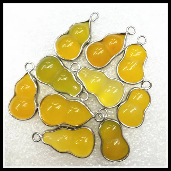 

10pcs new gem stone pendants gourd shape calabash yellow color for bracelets making accessories free shipping
