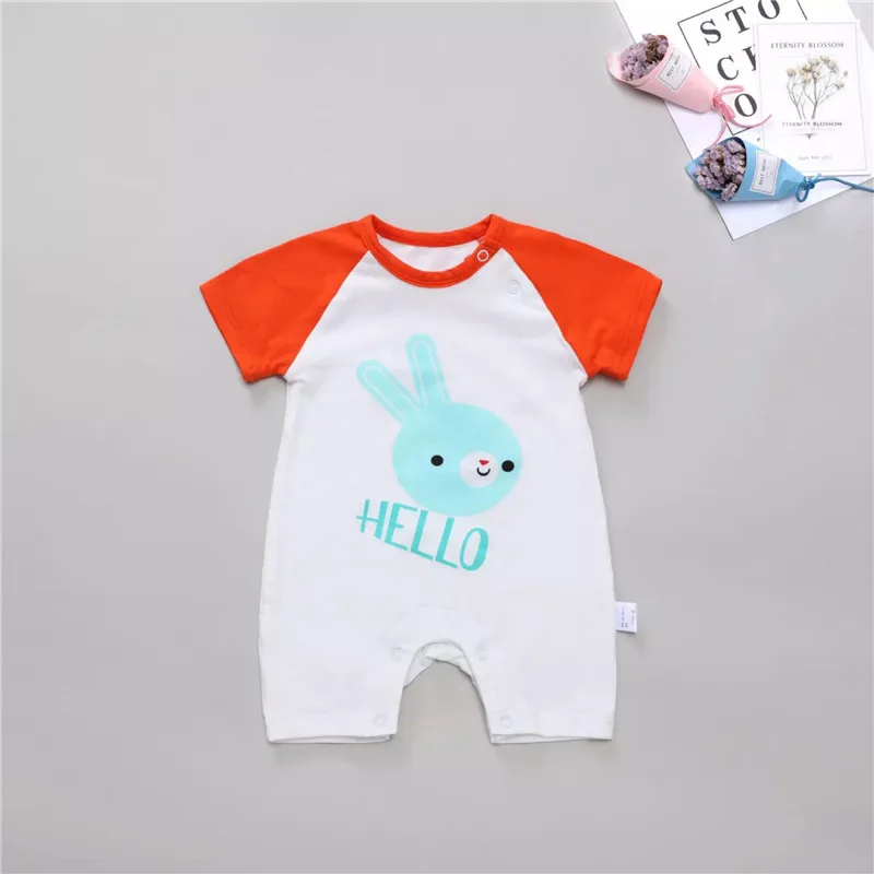 2019 детские летние хлопковые комбинезоны для младенцев реглан короткий рукав