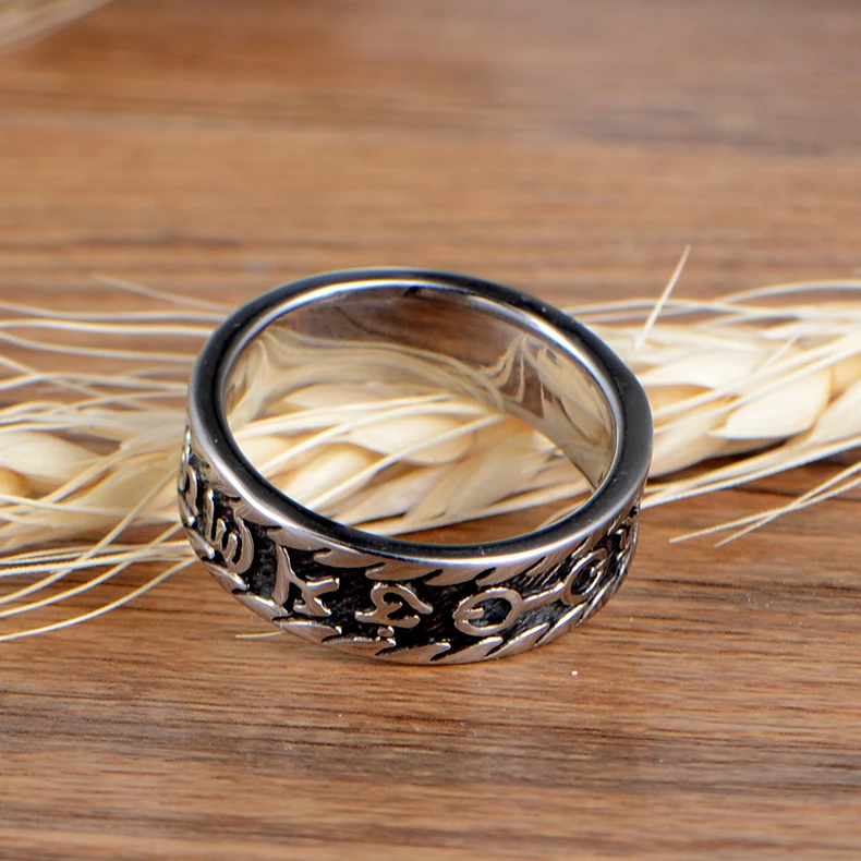 Men's Rings Size #7-#13 Titanium Sanskirt Mantra Words Retro Jewelry Vintage Band Ring for Men VR136 | Украшения и аксессуары