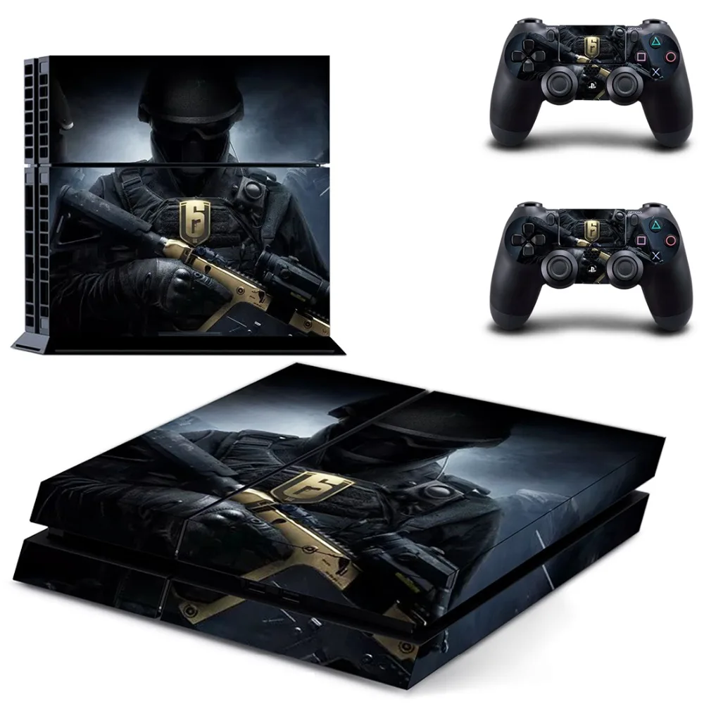 Виниловая наклейка с эффектом радуги Six Siege для консоли Sony Playstation 4 и 2 контроллеров