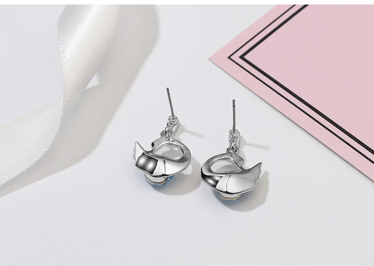 BeBella милые серьги в виде лебедей с кристаллами от Swarovski модные ювелирные изделия