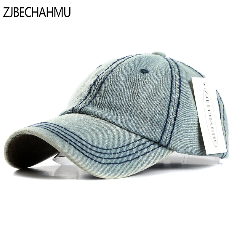ZJBECHAHMU шляпы Модные однотонные джинсовые регулируемые винтажные бейсболки для