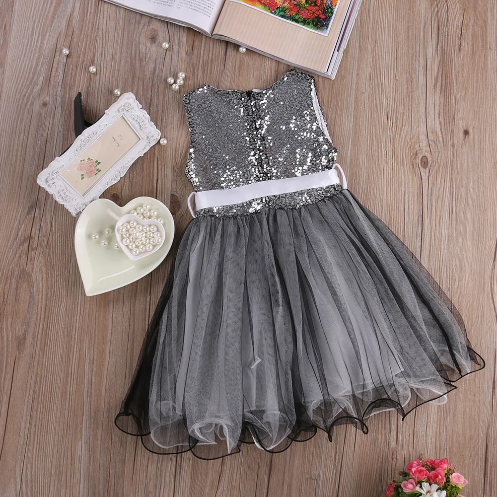 

Baby Girls Princess Sequins Dress Sleeveless Party Wedding Pageant Formal Dress