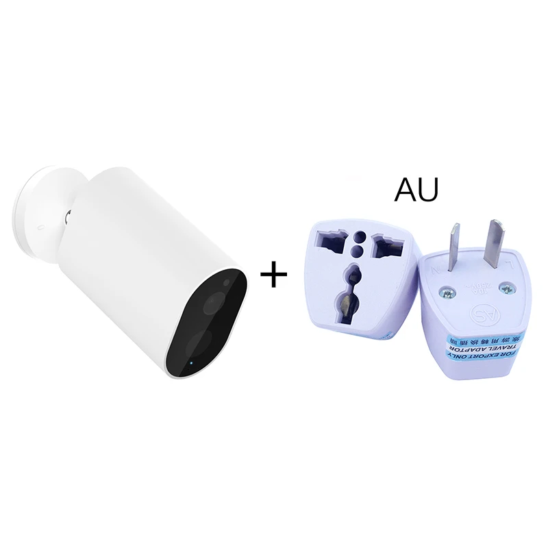 Xiaobai Smart Wireless Camera 1080P With Battery Gateway 120 Degree IP65 Waterproof AI Humanoid Detection Work With Mijia APP - Цветной: Add AU Adapter