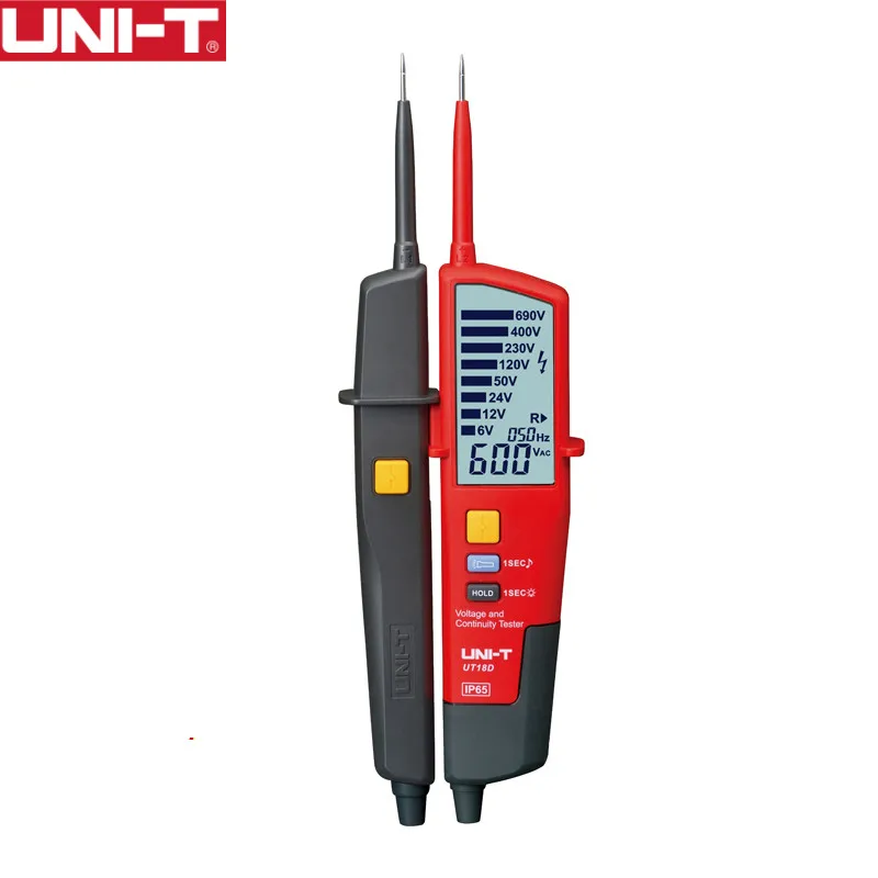 UT18D UNI-T UT18D Цифровой вольтметр 690 В AC DC измеритель напряжения металлоискатель водонепроницаемый тестовая ручка полный ЖК-дисплей УЗО Тест Авто Диапазон - Цвет: UT18D
