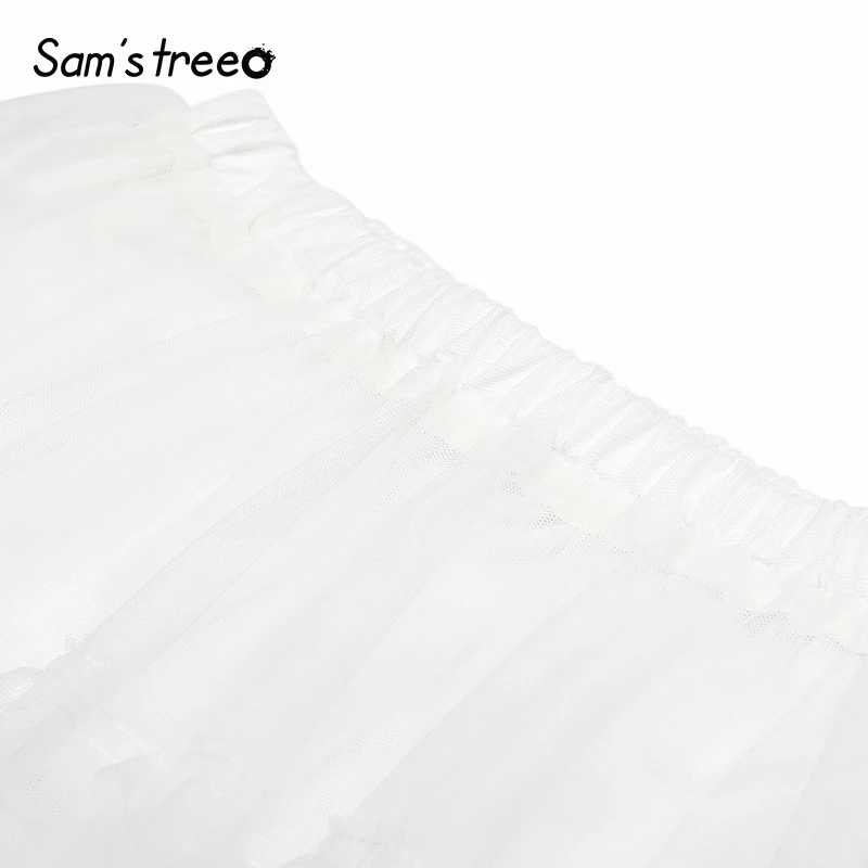Sam's Tree/Белая Летняя юбка из тюля трапециевидной формы; кружевная Женская юбка-капкейк; сетчатая Лоскутная Женская винтажная юбка в консервативном стиле