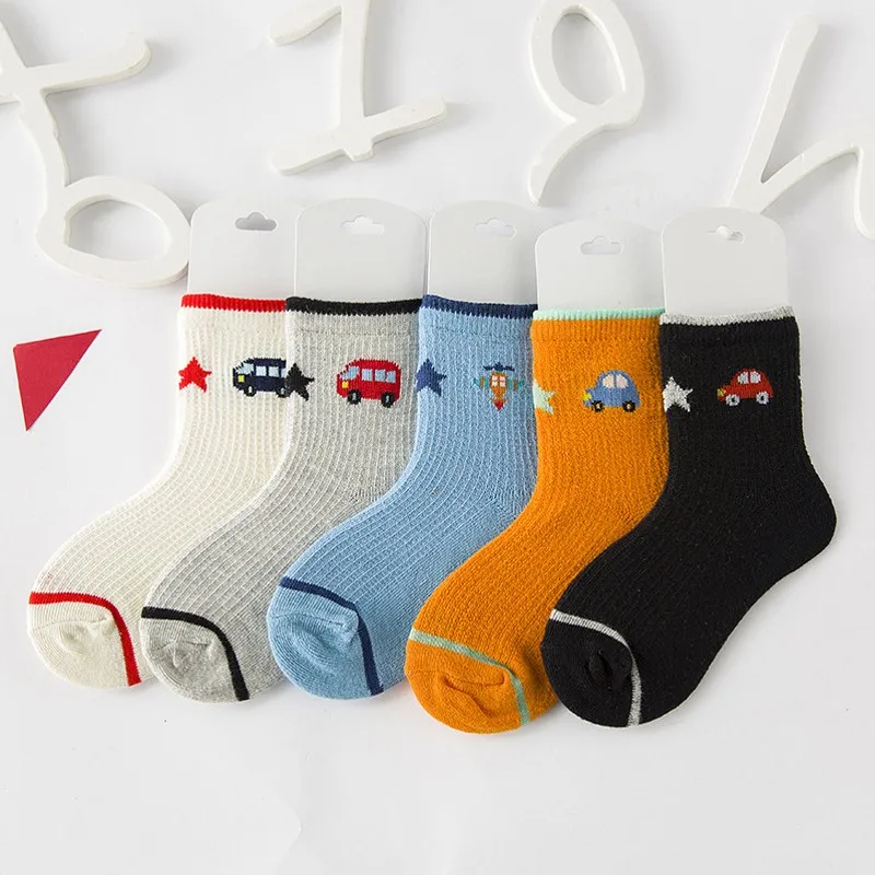 5 пар детских носков 2016 новые хлопковые сетчатые носки без пятки с рисунком