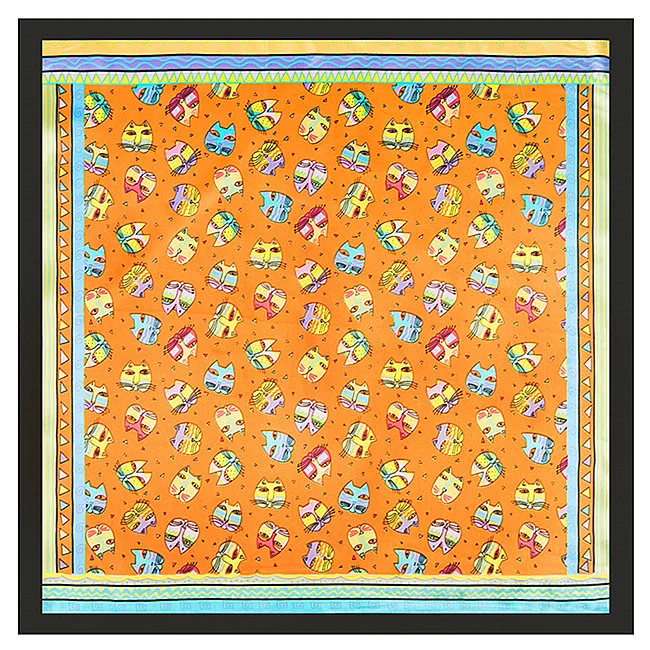 

New Arrival 60*60cm Euro Brand Style Women Silk Square Scarf Cartoon cat pattern fashion Scarves high quality hijab