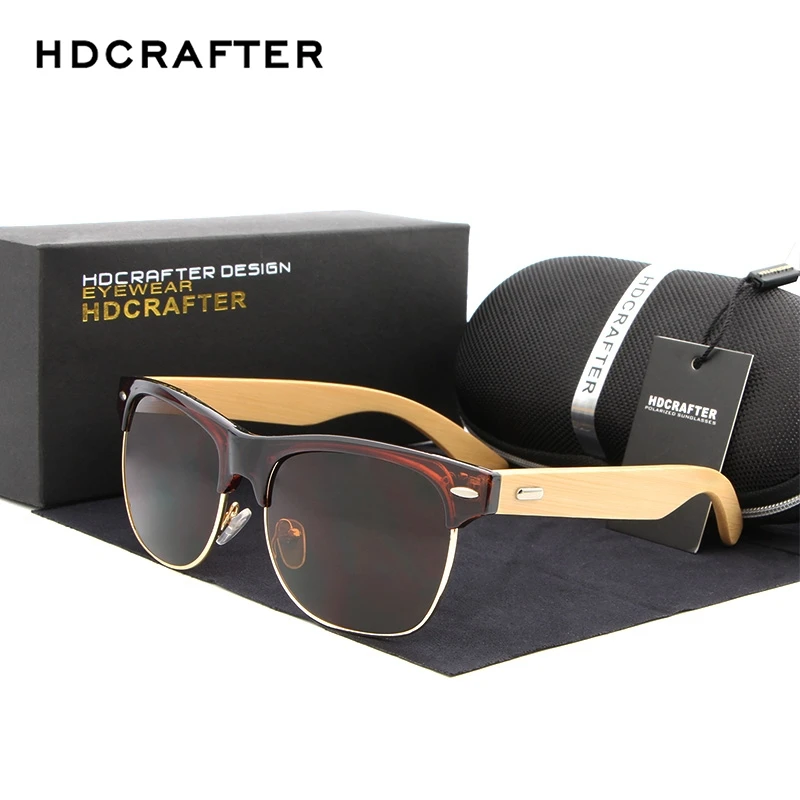Солнцезащитные очки HDCRAFTER для мужчин и женщин бамбуковые солнечные аксессуары в