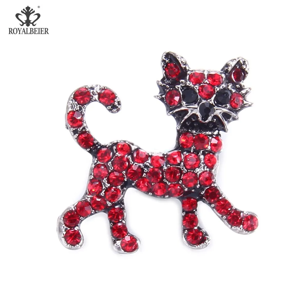

RoyalBeier Walking Cat Snap Button Wth Rhinestone Animal Metal Snap Button 18mm Colorful DIY Charms For Snap Bracelet Jewelry