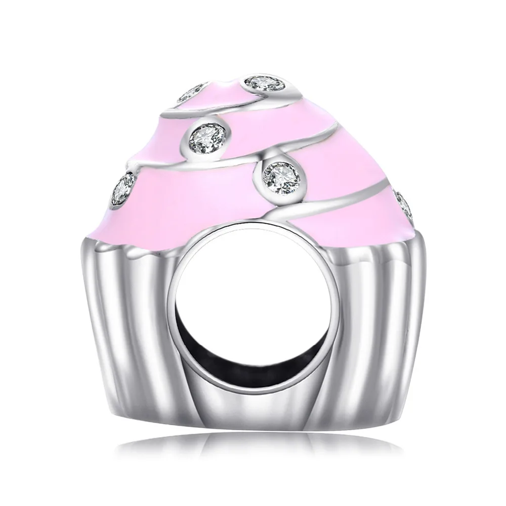 Jewelrypalace стерлингового серебра 925 Кекс розовой эмалью жемчужный бисер Подвески Fit