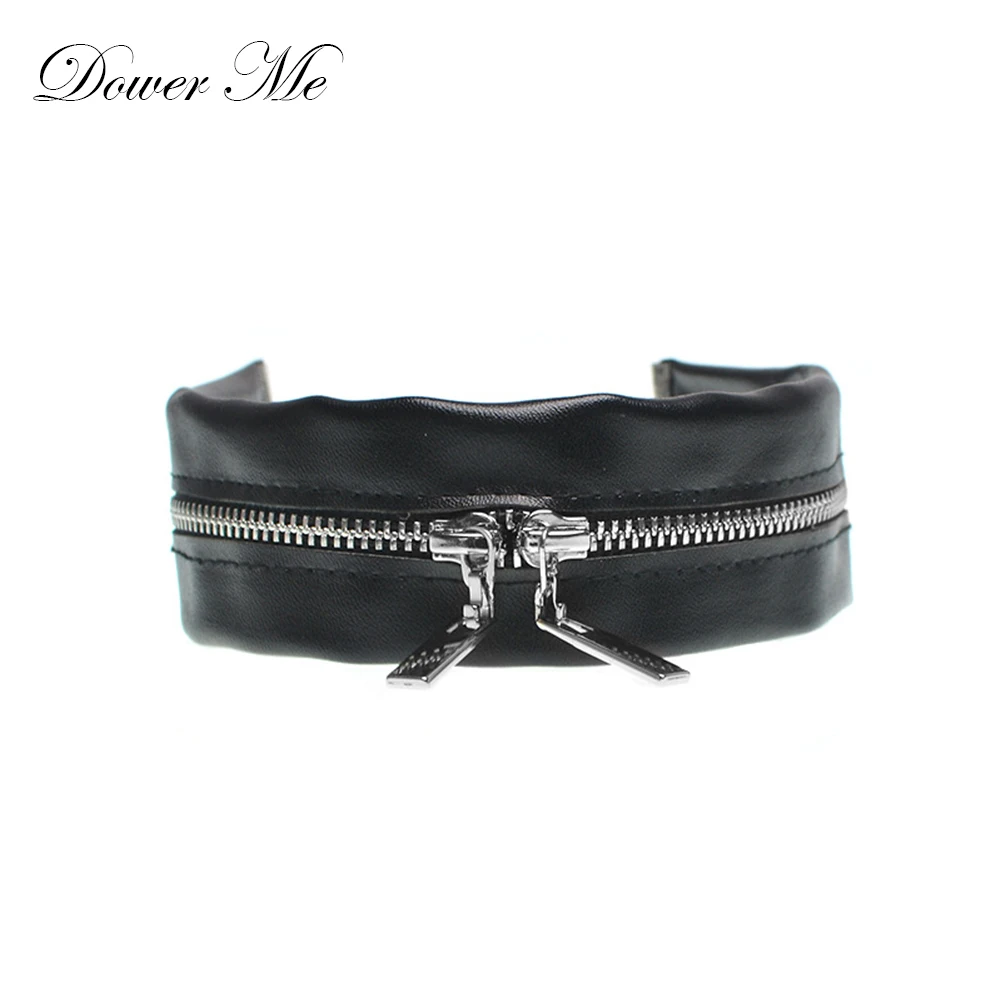 Dower Me стимпанк колье ошейник черный широкий Искусственная кожа Цепочки и