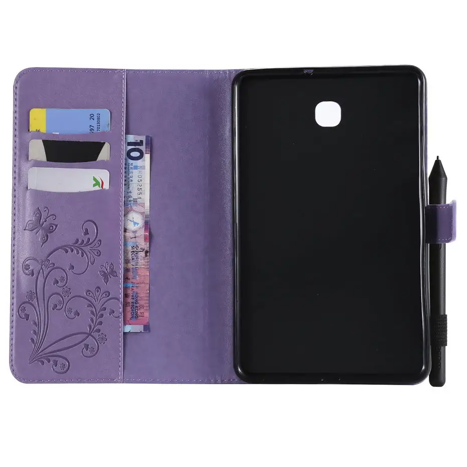 3D butterfly Flip Case for Samsung Galaxy Tab A 8.0 T387 T387V 2018 8.0&quot Funda Tablet PU Leather Cover Stand Shell +Stylus+film |