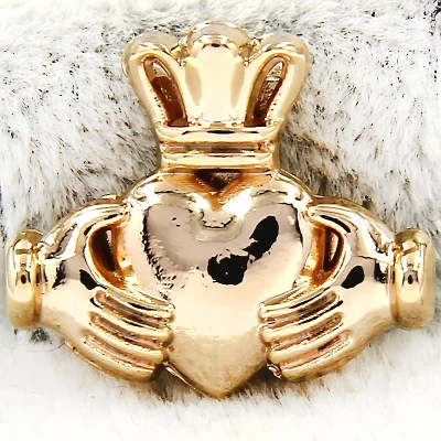 Claddagh Gold Ювелирные изделия yukam Кристалл двойные сердца цветок Крылья Ангела лист яблоко Claddagh слайд талисманы хранитель для изготовления браслетов аксессуары - Окраска металла: Claddagh Gold