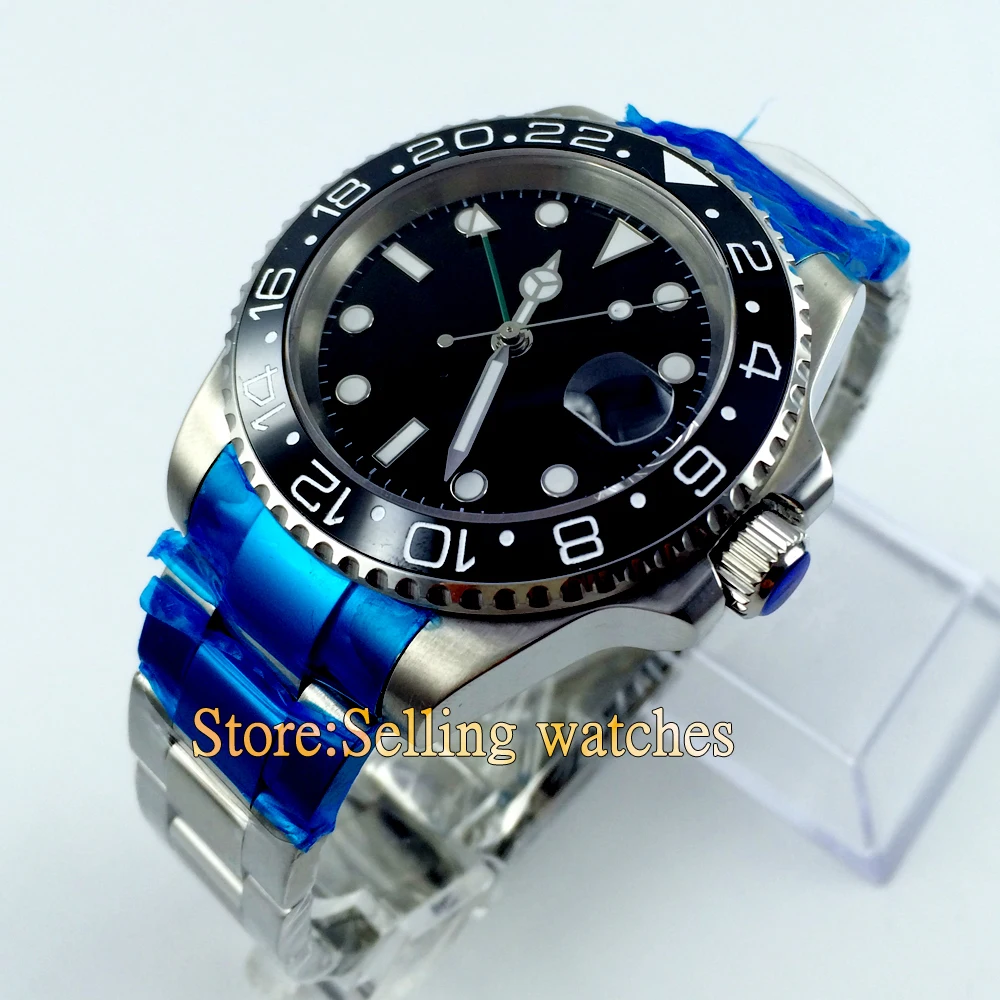 Parnis 40 мм керамический ободок GMT Часы с сапфировым стеклом|glass bottles flip top|glass double edging