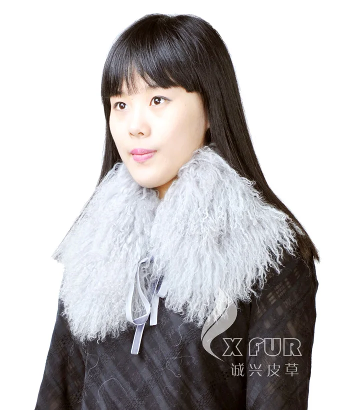 Оптовая продажа большой воротник из натурального монгольского меха ягненка шарф