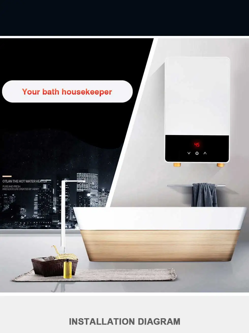 5500W Bathroom Instant Shower Heater Hot Water Heater Kitchen Induction Heaters Touch Heating Calefactor Electrico Faucet 220V