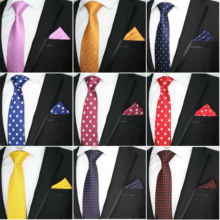 

Luxury 8cm Men Silk Tie Polka Dot Necktie Handkerchief Set Luxury Neck Ties Men's Classic Party Wedding Pocket Square Tie Sets