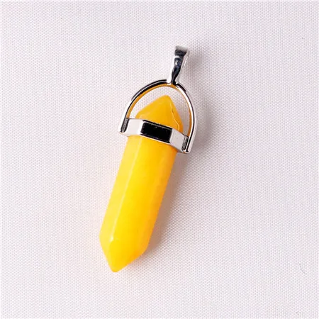 Yellow Jade 24 цвета/партия, высококачественный отобранный натуральный камень кварцевая точечная подвеска, смешанный столб, талисманы, маятник с чакрами - Окраска металла: Yellow Jade