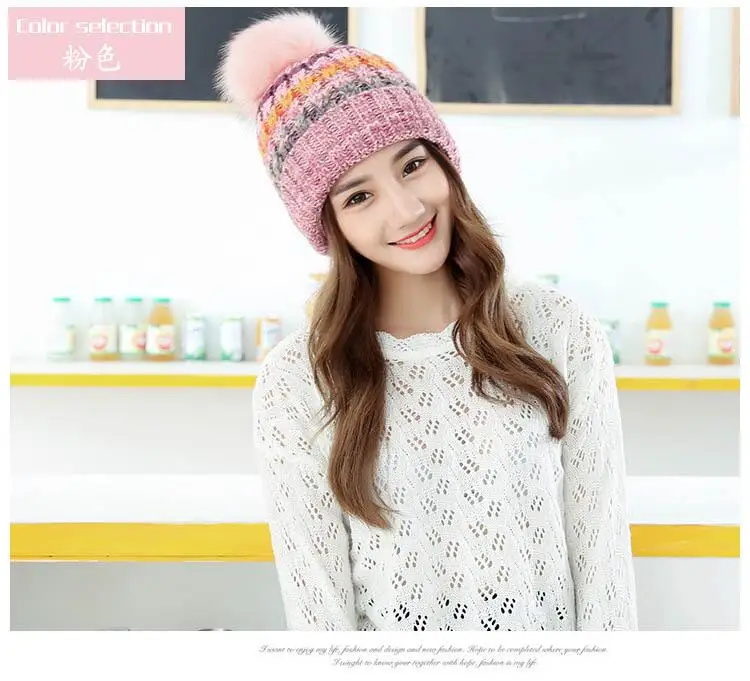 Beanies Женская Зимняя кепка толще плюс бархатная вязаная шапка высокого качества шапка женская шляпка теплая хижина Gorrs cap uchons