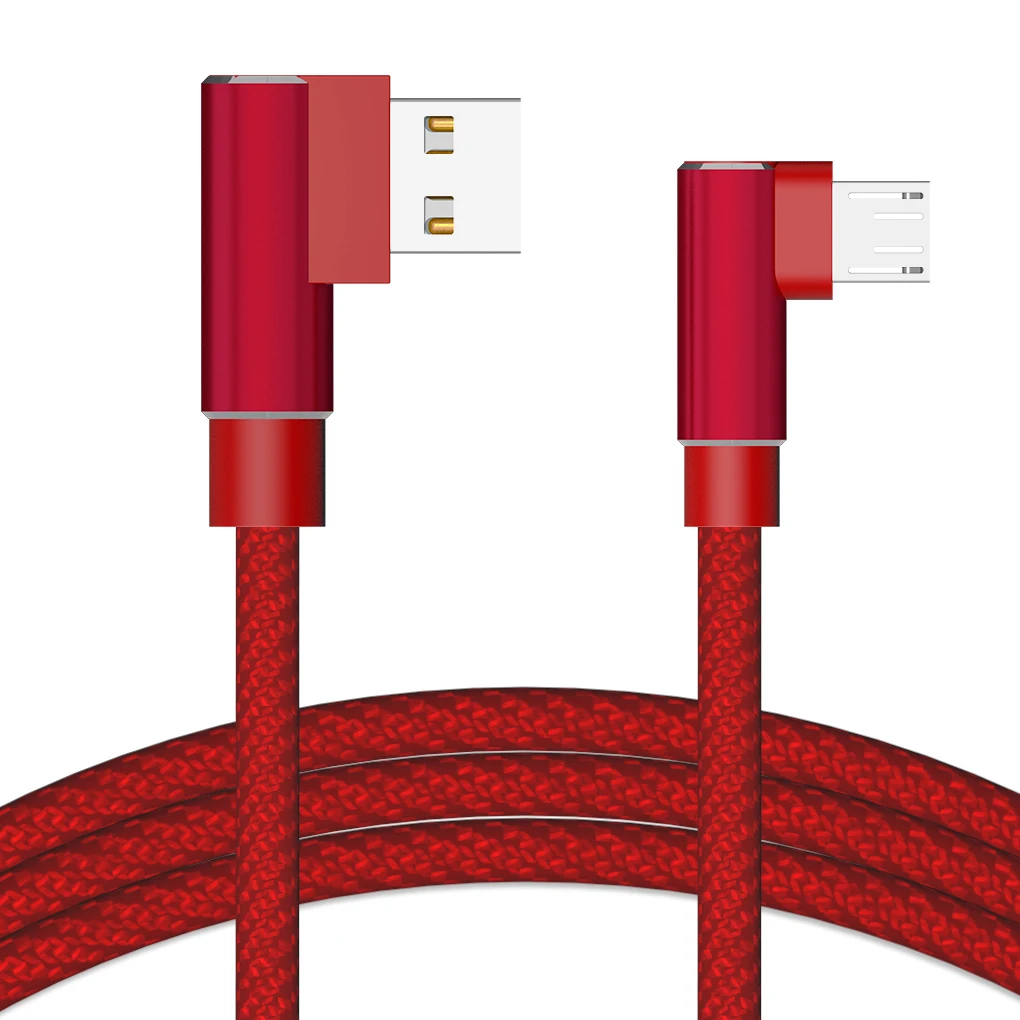 8 Pin Type-C Micro USB 1m Charging Cable Double Elbow USB Cable 2A Sync Data Nylon Woven TPE for Android IOS - Color: NO.2