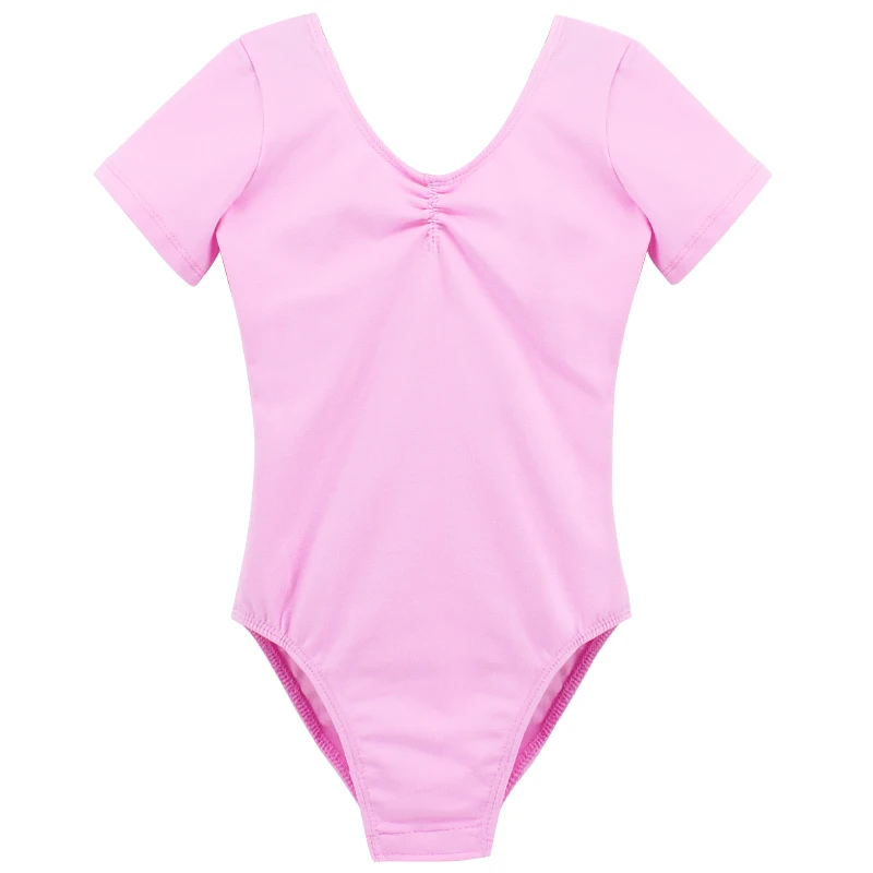 Children Kids Pink Cotton Short/Long Sleeve Bodysuit Купальнік Leotard Clothes Girls Ballet Dance Gymnastics Dancewear