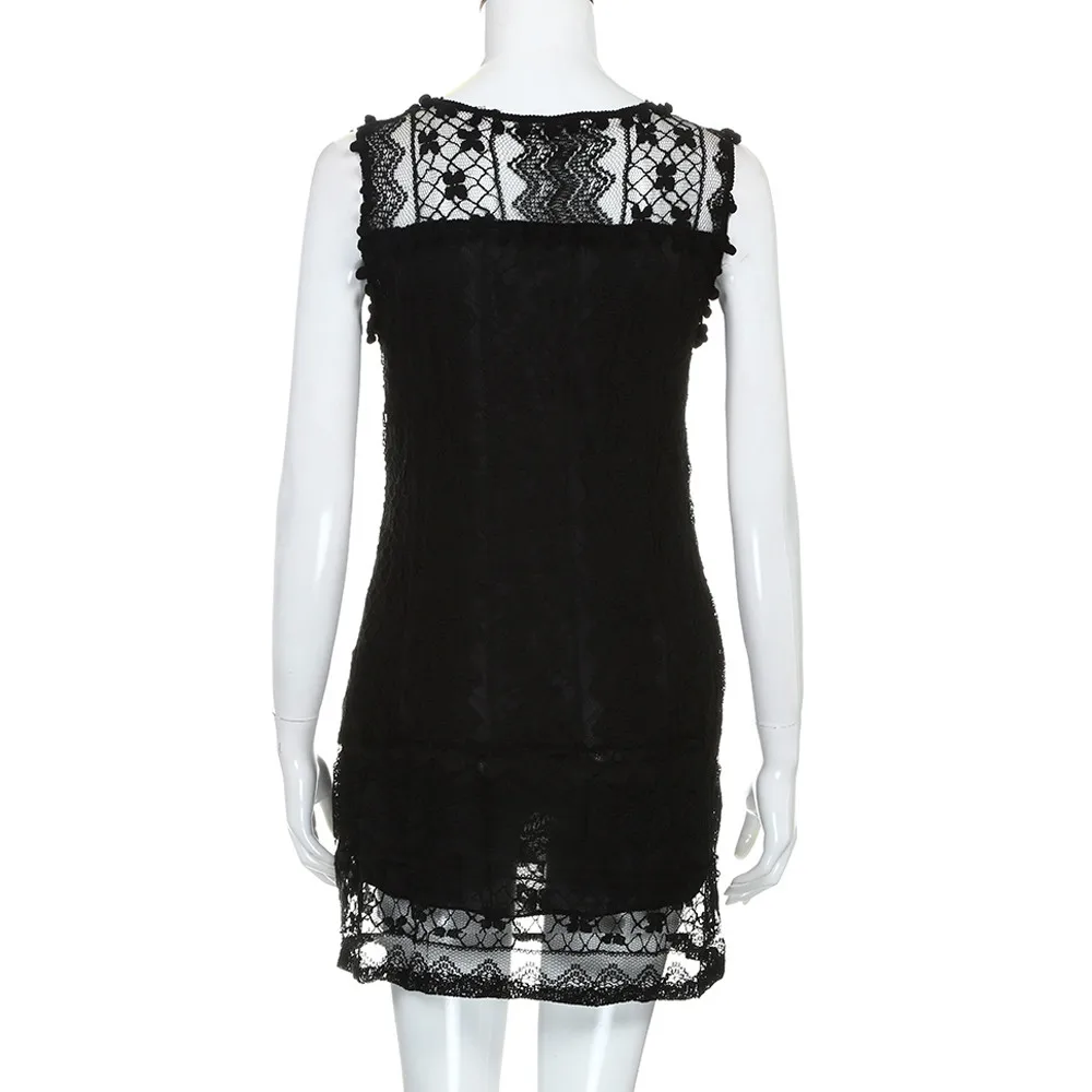 Moda mujer женское повседневное кружевное пляжное короткое платье без рукавов