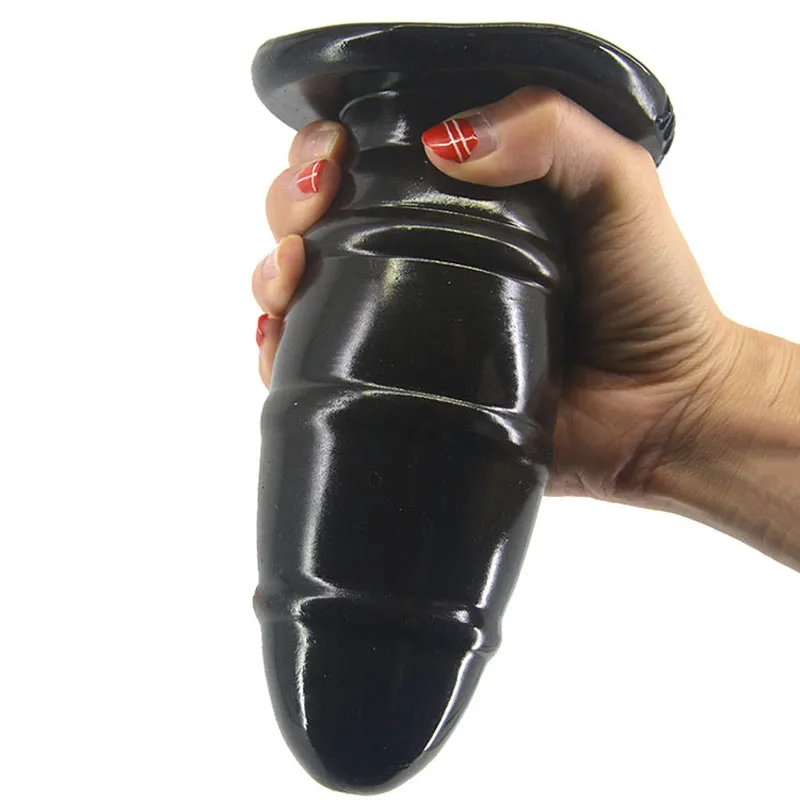 Телесный/черный большая Анальная затычка с стакан на присоске dilador анальный