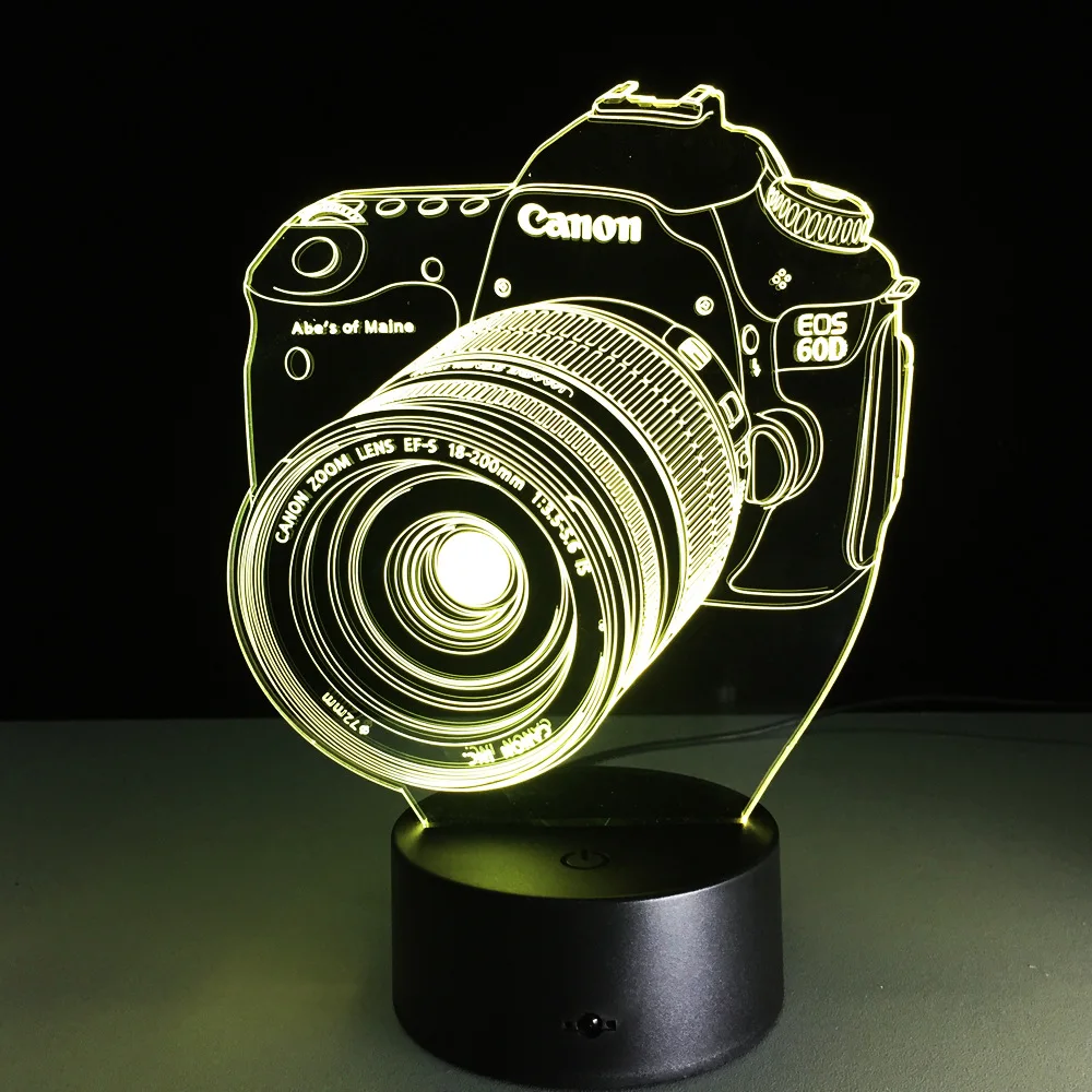 3D светодиодный ночник для камеры Canon акриловый цветной светильник с голограммой