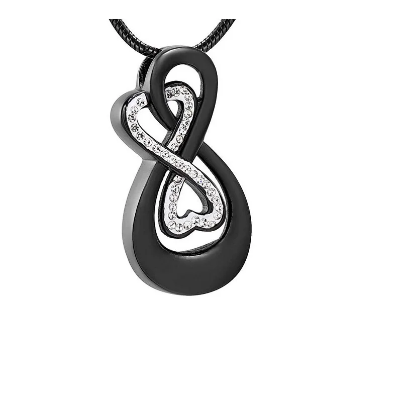 T005 Eternal Love Crystals Inlay Infinity Cremation Urn Women Accessories Necklace Funeral Urns Ashes Holder Memorial Jewelry | Украшения и