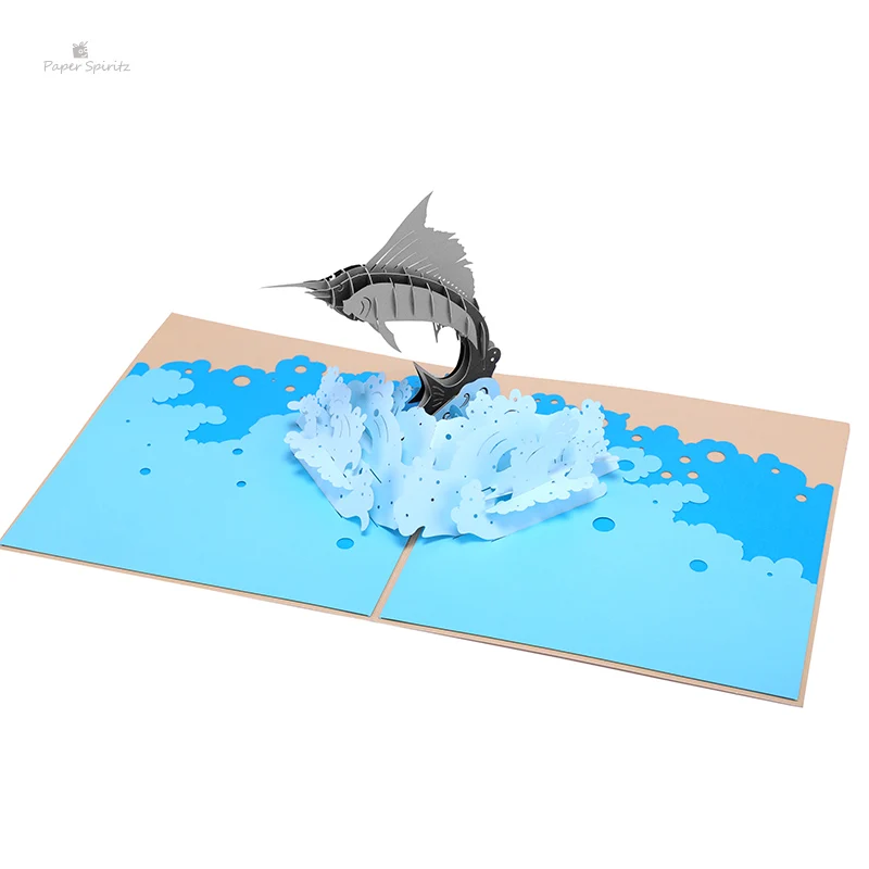 Бумажные открытки SPIRITZ Sailfish лазерная 3D вырезанная бумажная открытка с конвертом