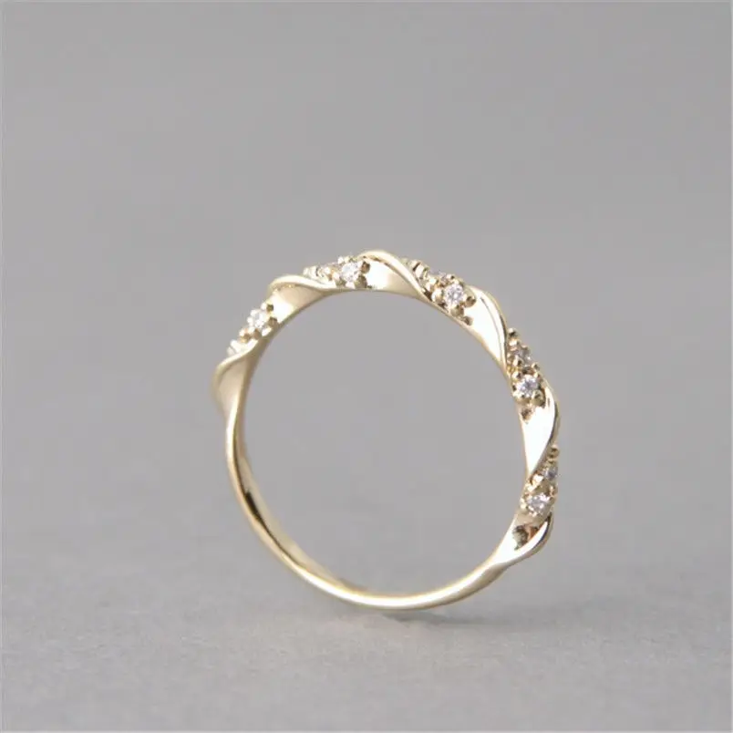 Top Quality Silver Gold Rose Color Twist Classical Cubic Zirconia Wedding Ring for Woman Girl Austrian Crystals Gift Rings | Украшения и