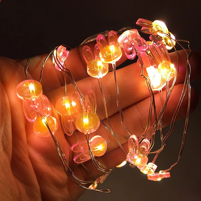 ROPIO 3M Rabbit 30 LEDs Lighting Strings Fairy String Silver Wire Animal Light Warm White For Home Wedding Party Decor Kids Gift | Освещение