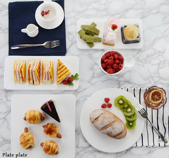 Керамическая тарелка обеденная для завтрака поднос еды блюда из костяного