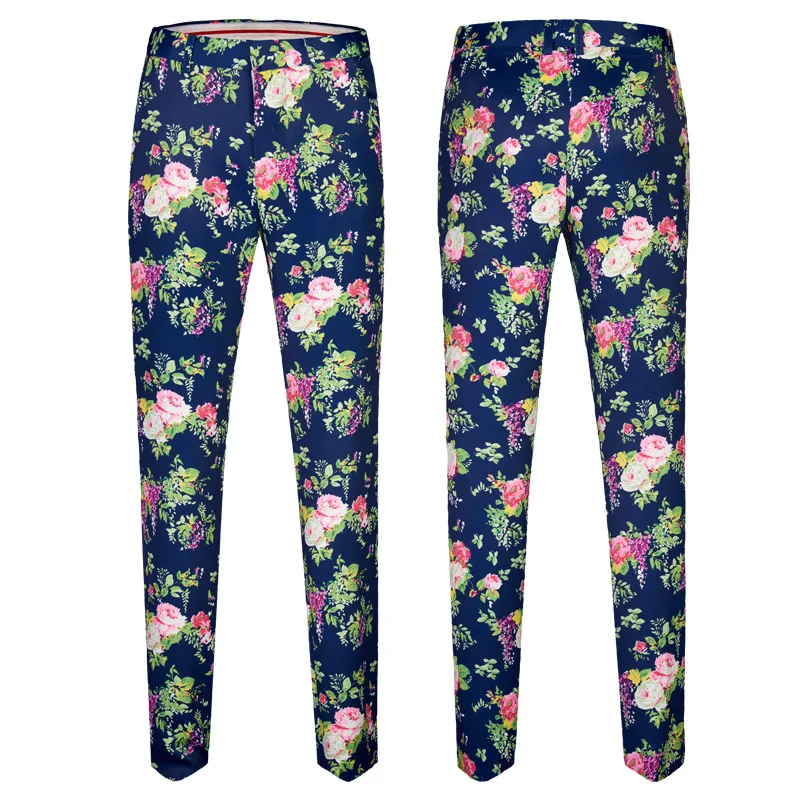 YUNCLOS новые мужские костюмы с цветочным принтом облегающие для вечеринок 2