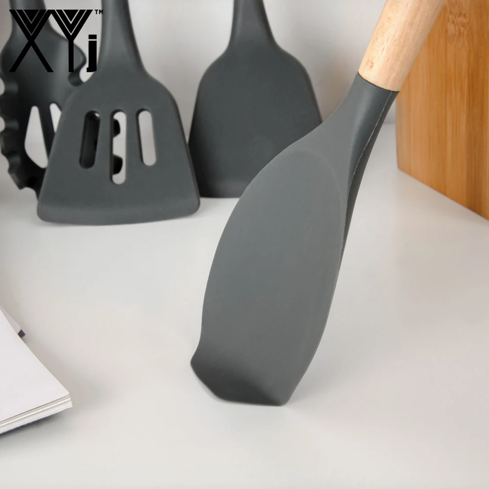 XYj Премиум силиконовая кухонная утварь набор из нержавеющей стали нож блок