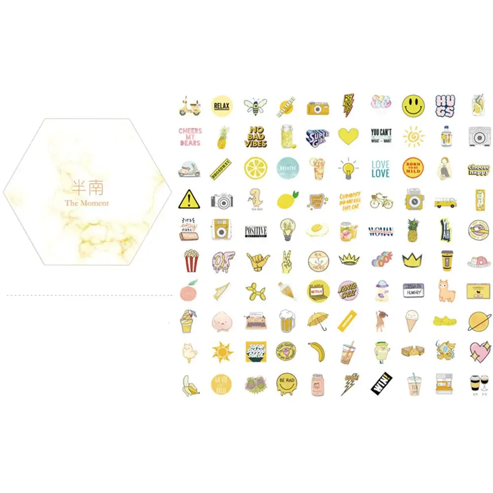 yellow 100 шт. милые наклейки серия Kawaii канцелярские принадлежности DIY скрапбукинг украшения самоклеющиеся уплотнительные этикетки детские подарки - Цвет: yellow