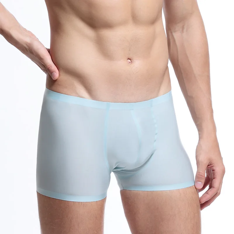 light blue Cockcon, сексуальное мужское нижнее белье, Cueca, боксеры, мужские шорты, ледяной шелк, дышащие, бесшовные трусы для мальчиков, мужские трусы - Цвет: light blue