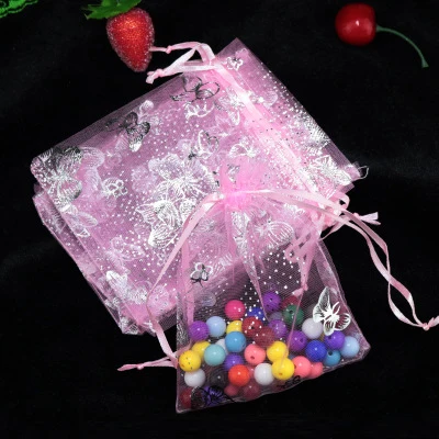 Hot Sale Wholesale 50PCS 13x18cm Organza Bag Butterfly Design Wedding Pouches Jewelry Packaging Bags Mix Color | Дом и сад