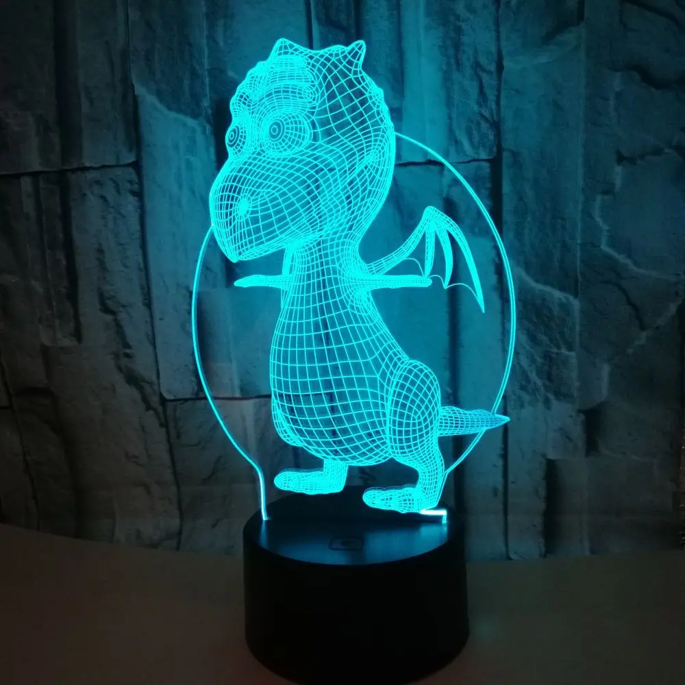 Милый динозавр 3D ночник с USB LED Настольная лампа Дистанционное Сенсорное