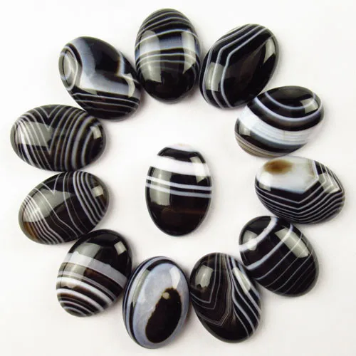 10 шт. великолепный интересный овальный кабошон A * Black Onyx Agates 25x18x6 мм|Шармы| |
