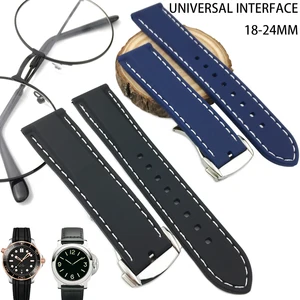 Ремешок силиконовый для наручных часов, резиновый складной браслет с пряжкой для IWC Tag Heuer Seiko Tissot Watch, 18 мм 19 мм 20 мм 21 мм 22 мм