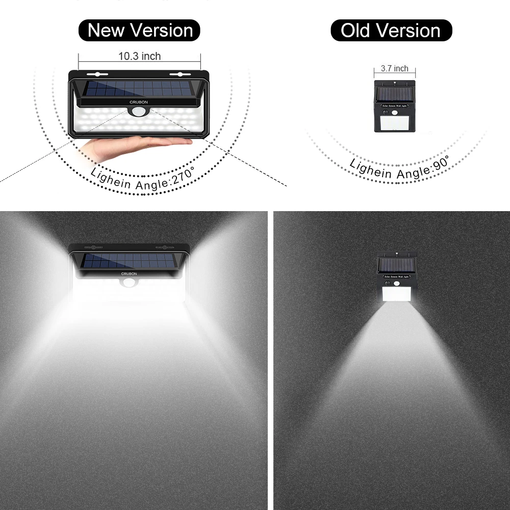 158 LED Солнечный свет наружный датчик движения водонепроницаемый 270 широкий угол