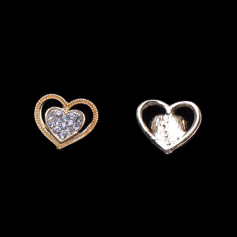 

(S0632) 10pcs/lot,16mmx14mm rhinestone embellishment ,heart shape,flat back,silver or light gold plating